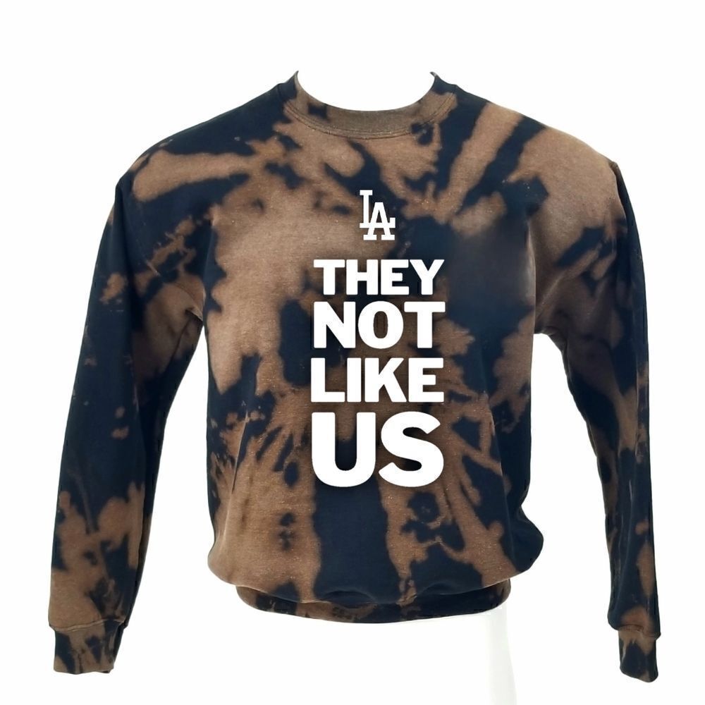 THEY NOT LIKE US "LA" Acid Washed, Distressed Pullover Crewneck, Sweatshirt rap